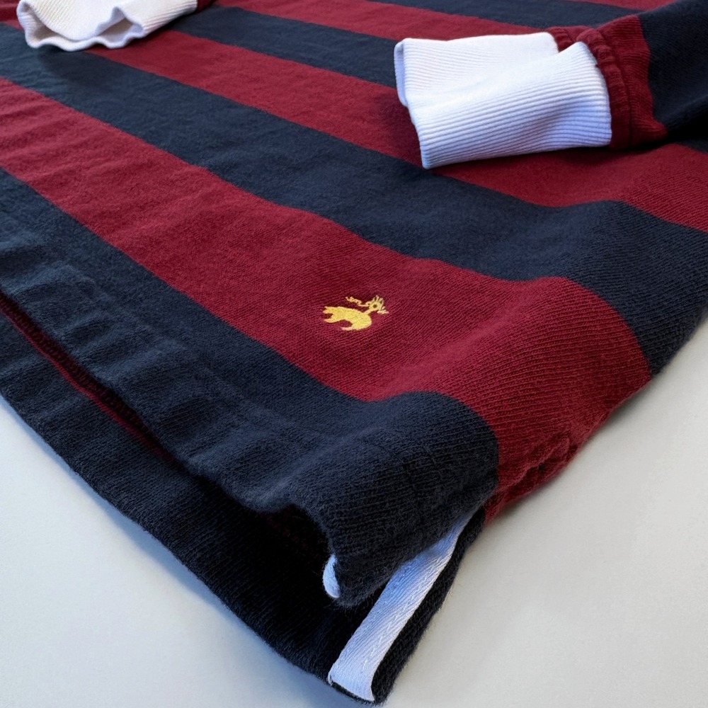 Brooks Brothers Rugby Shirt XL Red Navy Stripe Heavyweight Cotton Long Sleeve - Picture 3 of 5